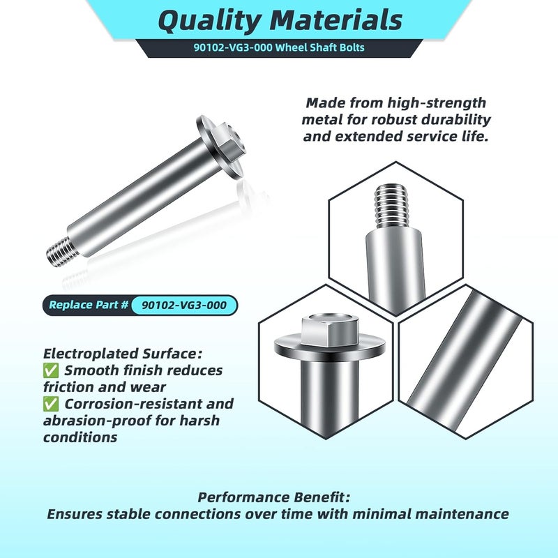 YeuauTa 90102-VG3-000 Wheel Shaft Bolts for Honda HRR2169VKA/HRR216 Lawn Mower, Solves Loose Wheels and Vibration Issues, 1 Pack. - Image 5